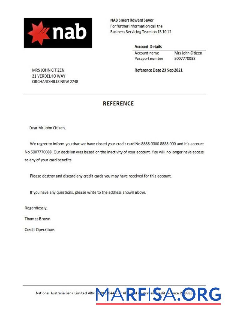 Downloadable USA Nab closure reference template